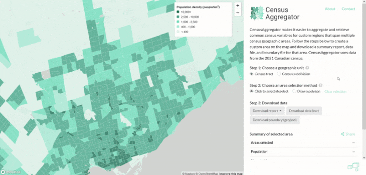Screenshot of CensusAggregator